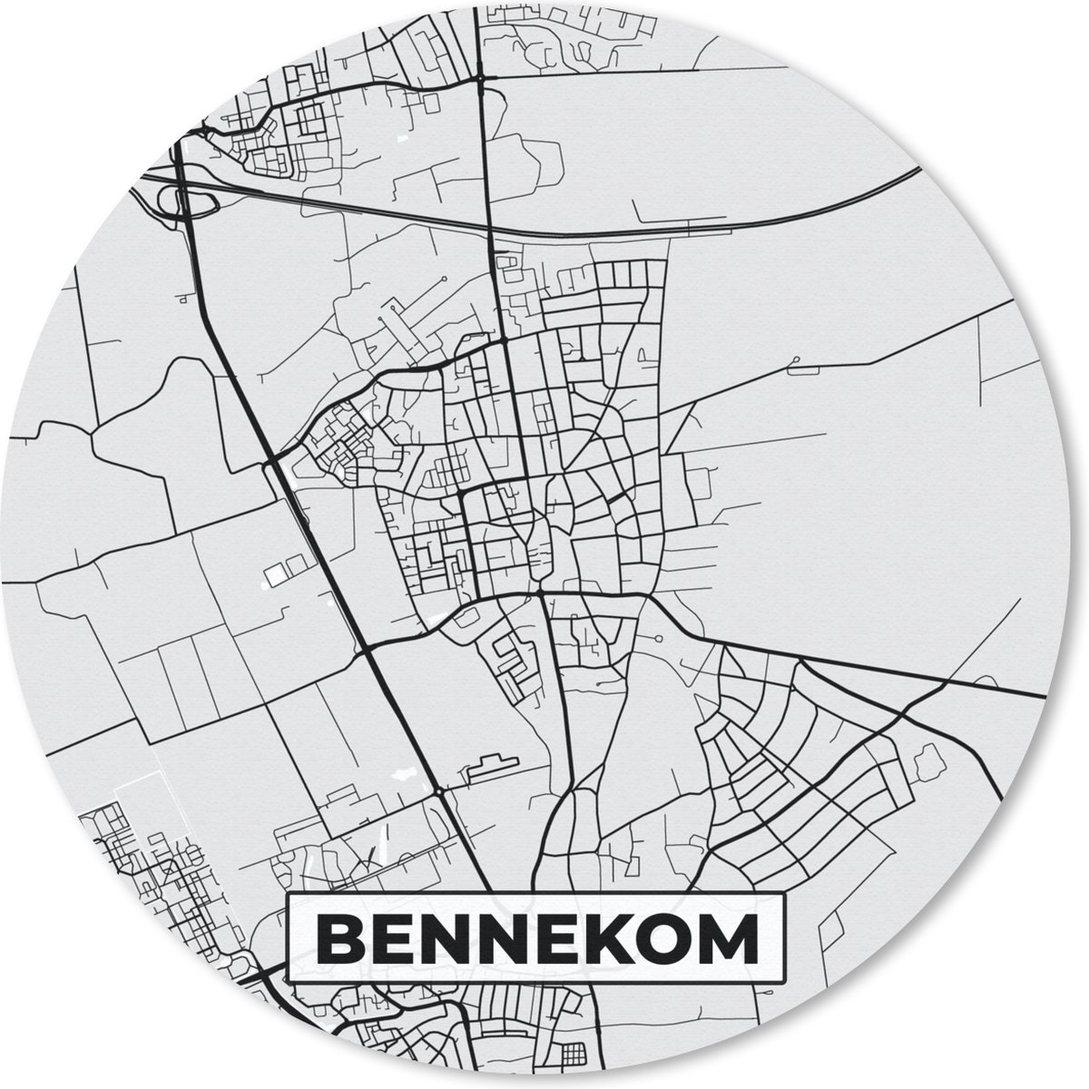 Muismat rond 20x20 cm - Mousepad Plattegrond - Bennekom - Stadskaart - Kaart - Ronde muismatten - Stadskaart