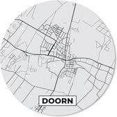 Muismat - Mousepad - Rond - Doorn - Nederland - Zwart Wit - Kaart - Stadskaart - Plattegrond - 40x40 cm - Ronde muismat