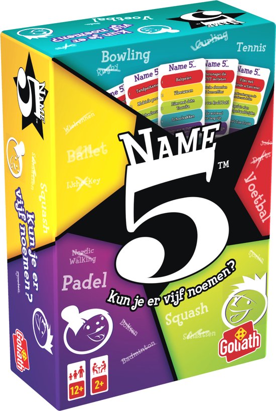 Afbeelding van het spel Name 5 - Bordspel - Trivia - Kun jij er vijf noemen?