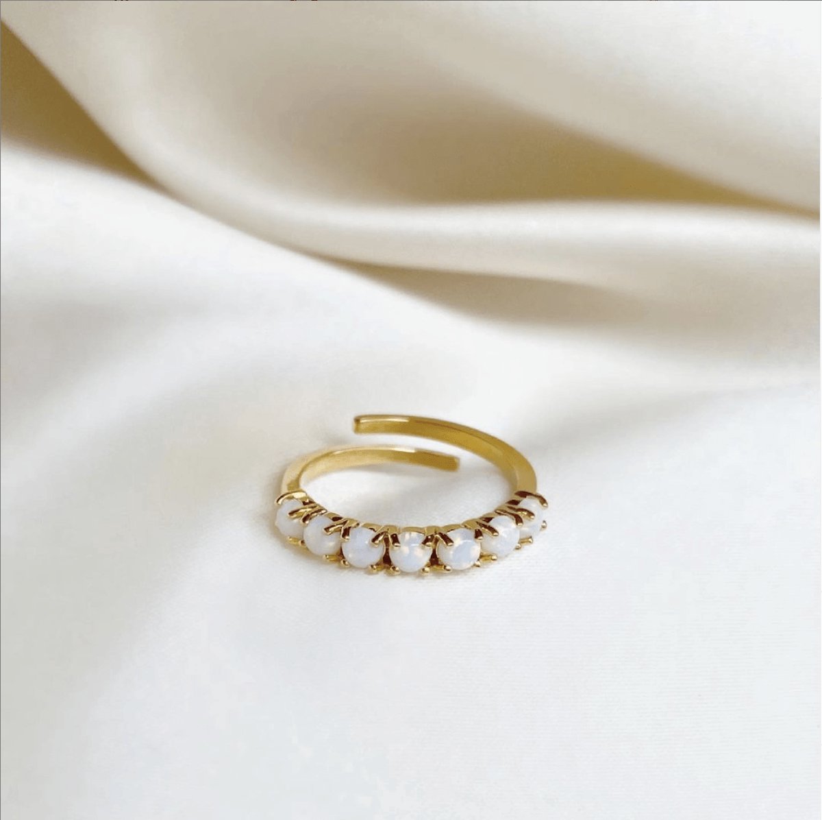 Ring Opal - Ring met kleurrijke stenen - verstelbaar - verguld goud