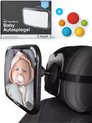 Autospiegel Baby 360° Verstelbaar voor Hoofdsteun Autostoel -Achteruitkijkspiegel XL- Achterbankspiegel Kinderen -Baby Veiligheid Accessoires - Zwart -Inclusief Gratis Fitget Speelgoed