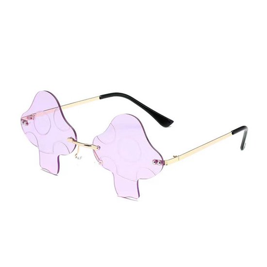 Freaky Glasses - Zonnebril paddenstoel - Festivalbril - Bril - Feest - Glasses - Mushroom - Heren - Dames - Unisex - Kunststof - paars van Freaky Glasses — afbeelding 2