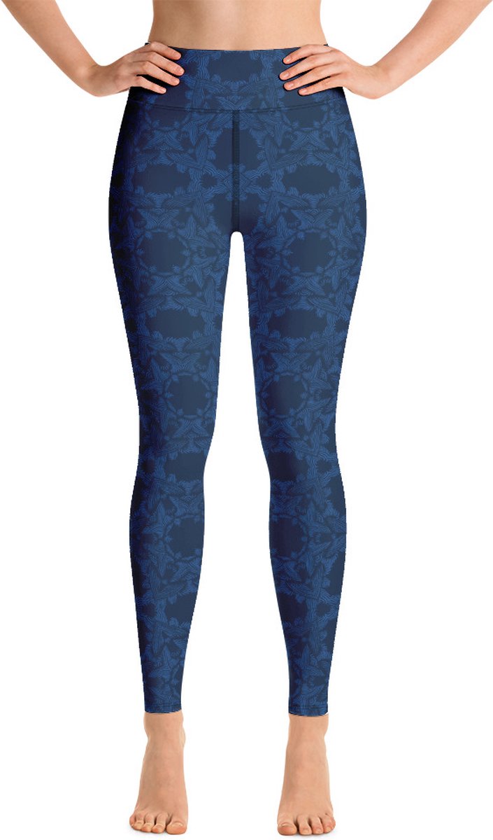 Sportlegging - design Grace in Lace - High Waist - Dry Fit - High Performance - 4way stretch- unieke print - UPF 50+ - Hardloop - Yoga - Fitness - Dans - Pilates - Training - sportbroek - donkerblauw klassiekblauw - maat XS van Merkloos — afbeelding 4