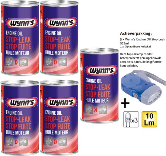 Wynn's Engine Oil Stop Leak Olie Lek Stop 325ml 5 Stuks + Zaklamp