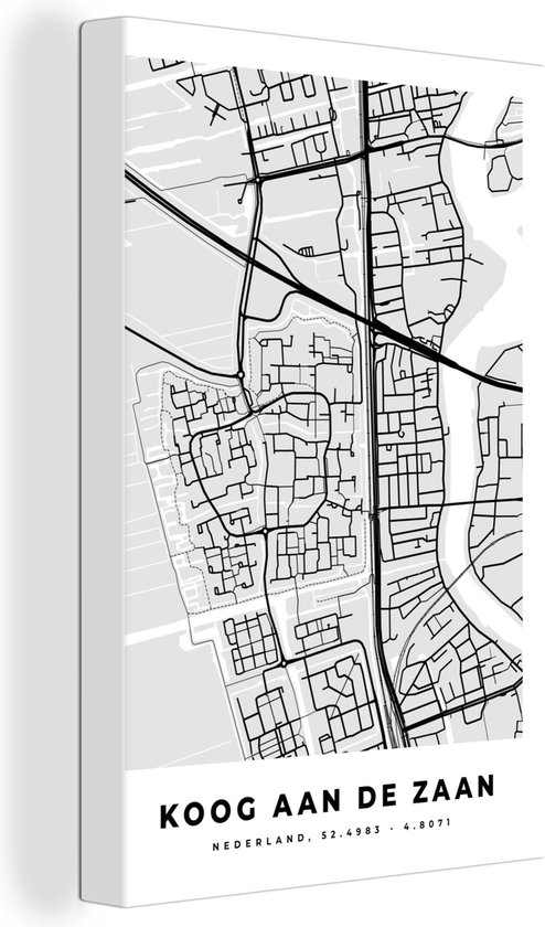Peinture sur toile Plan d'étage - Carte - Koog aan de Zaan - Plan de la ville - 20x30 cm - Décoration murale
