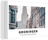 Canvas Schilderij Groningen - Nederland - Toren - 60x40 cm - Wanddecoratie