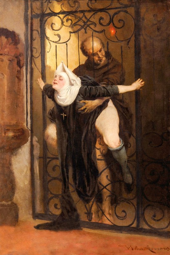 Banksy - Heinrich Lossow - Die Versündigung, The Sin (1880), De Zonde Canvas Print - 40x60cm