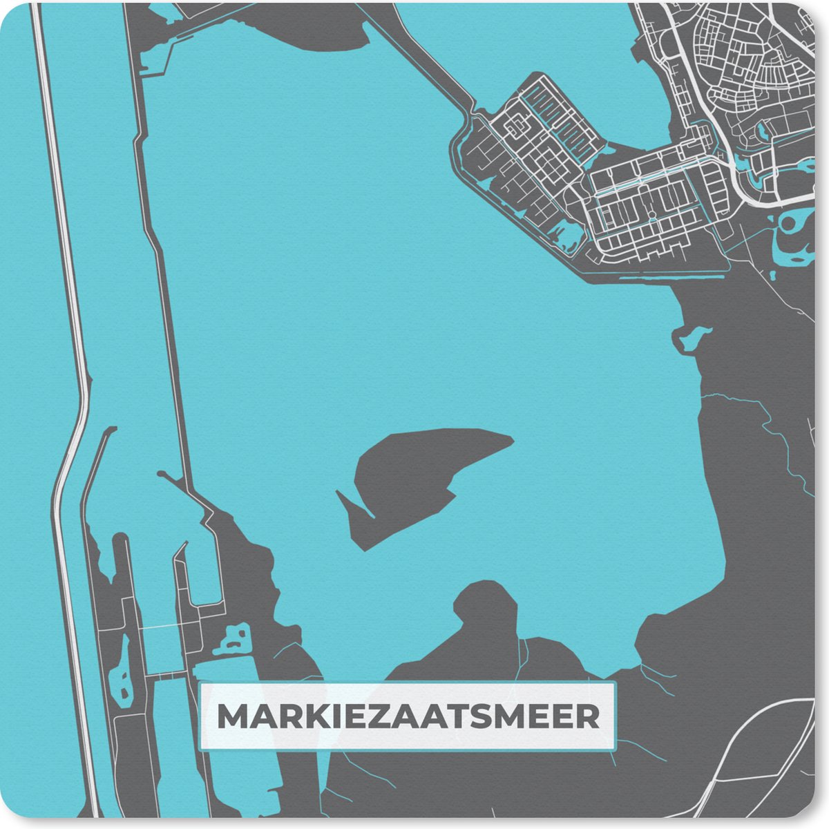 Muismat 30x30 cm - Mousepad Kaart - Plattegrond - Stadskaart - Meer - Nederland - Markiezaatsmeer - Muismatten - Stadskaart