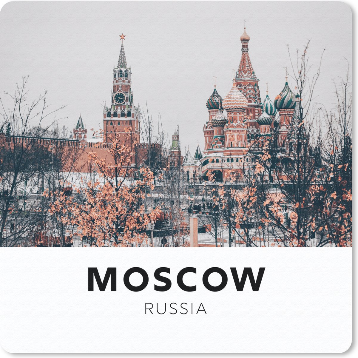 Muismat 20x20 cm - Mousepad Moskou - Rusland - Plein - Muismatten