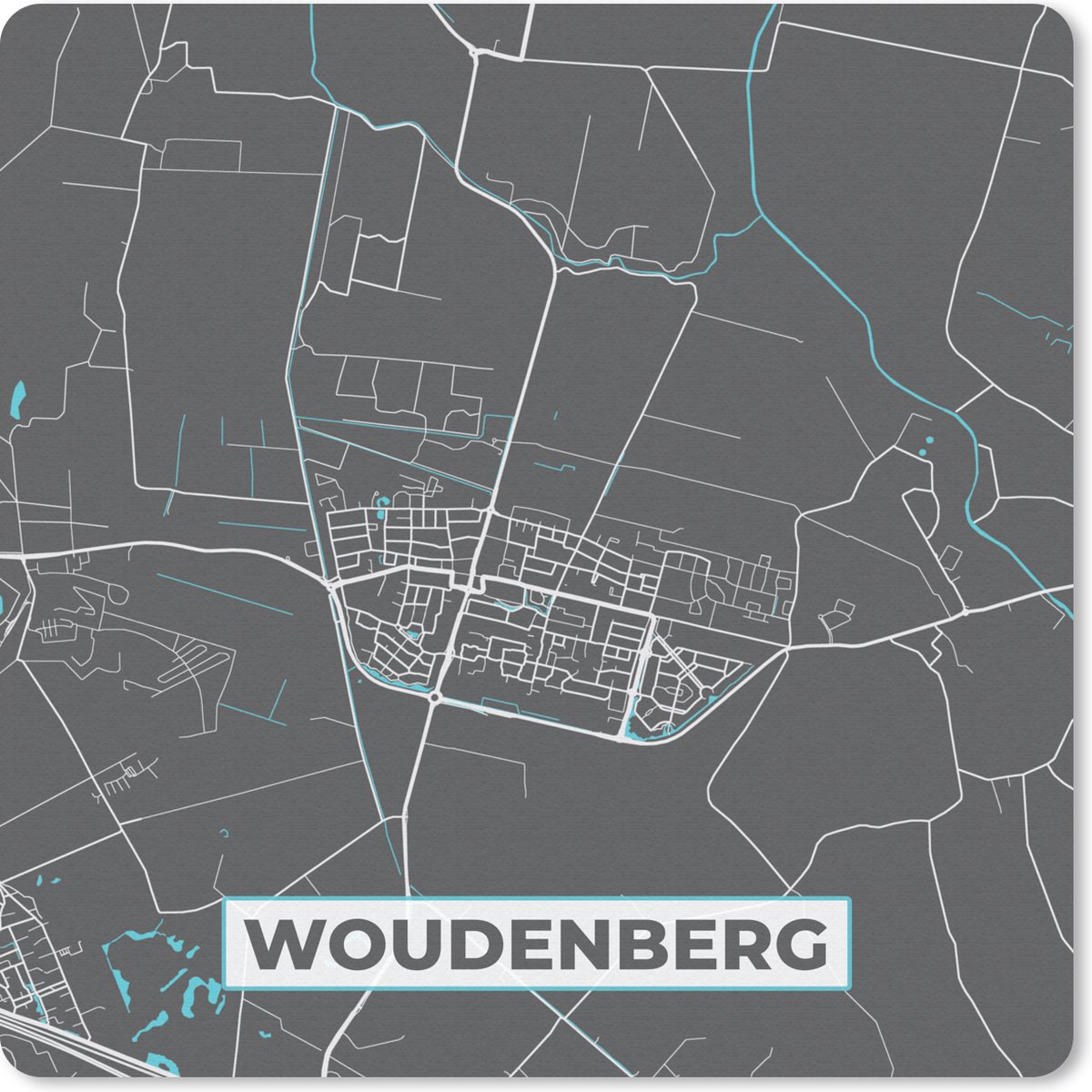 Muismat 30x30 cm - Mousepad Woudenberg - Stadskaart - Kaart - Plattegrond - Muismatten - Stadskaart