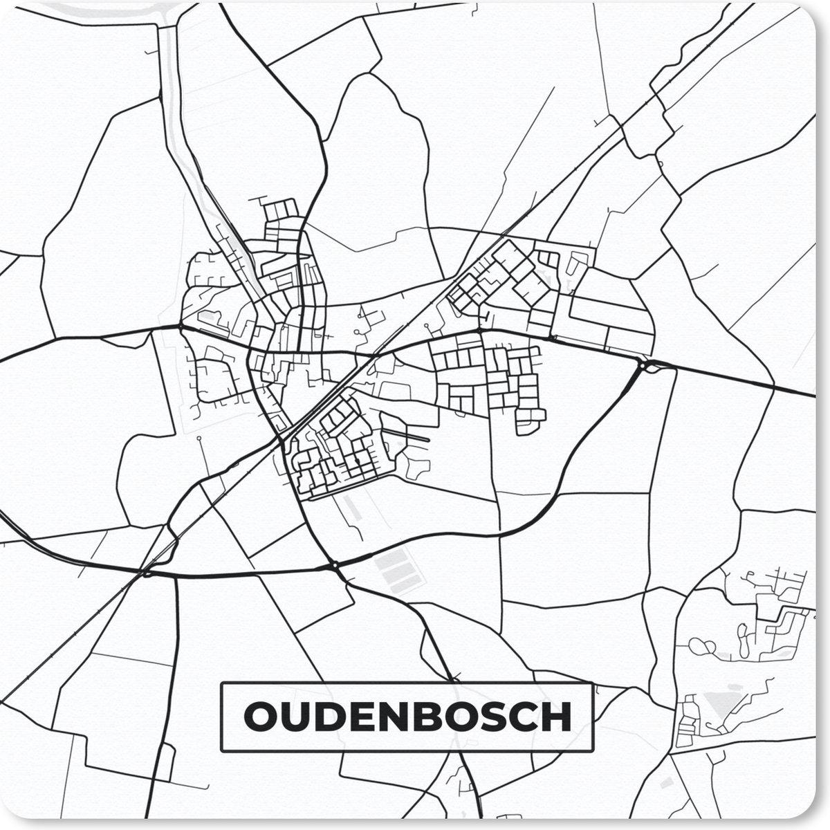 Muismat 20x20 cm - Mousepad Oudenbosch -Kaart - Stadskaart - Plattegrond - Muismatten - Stadskaart