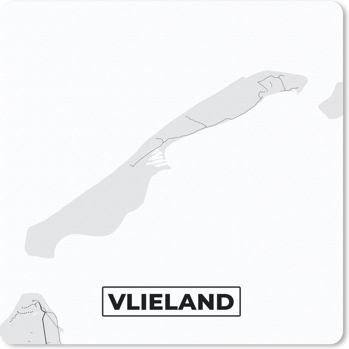 Muismat 20x20 cm - Mousepad Kaart - Vlieland - Eiland - Plattegrond - Stadskaart - Muismatten - Stadskaart