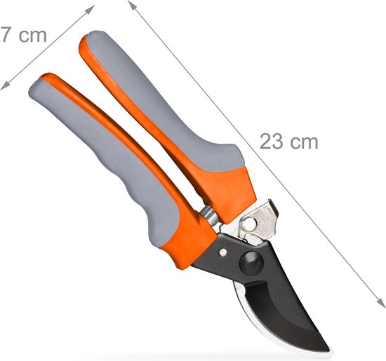 Relaxdays snoeischaar - bypass - 10 mm snijdikte - voor verse takken - tweezijdig gebruik - grijs-oranje van Relaxdays — afbeelding 3