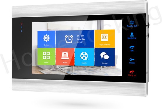 WIFI videofoon/intercom met 1 deurbel camera + 1 binnen paneel/scherm en kan werken met spraak gestuurde apps. T-2102 — afbeelding 3
