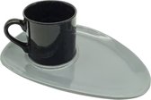 Espresso set- koffiekop en onderzetter - Espressokopjes - Koffiemok - GRIJS/ZWART - Kahve fincani