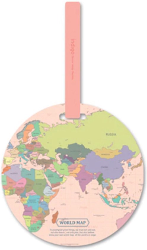 DW4Trading Kofferlabel - Reislabel - Bagage label - Wereldkaart Rond Kleurrijk