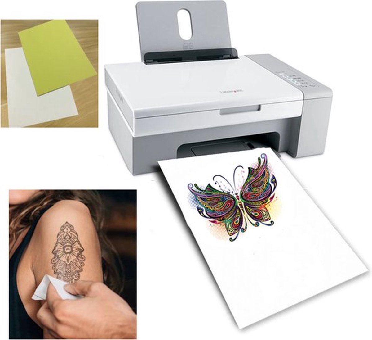 Printbaar Tattoo Papier - Wit - 2 vellen voor Inktjet - Tijdelijk  printbaar... | bol.com