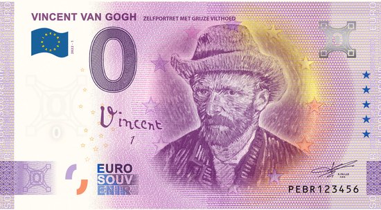 Thumbnail van een extra afbeelding van het spel 0 Euro biljet Nederland 2022 - Van Gogh Zelfportret LIMITED EDITION