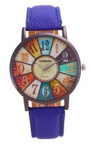 Hidzo Horloge Sonsdo Ø 37 mm - Blauw - Kunstleer