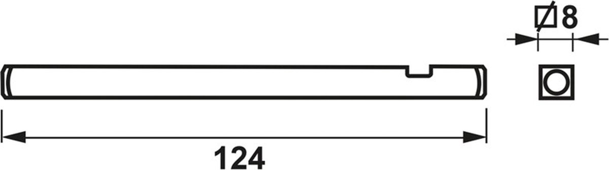 Axa Krukstift diameter 8 x lengte 124mm voor deurdikte 50-70mm 6143-61-23