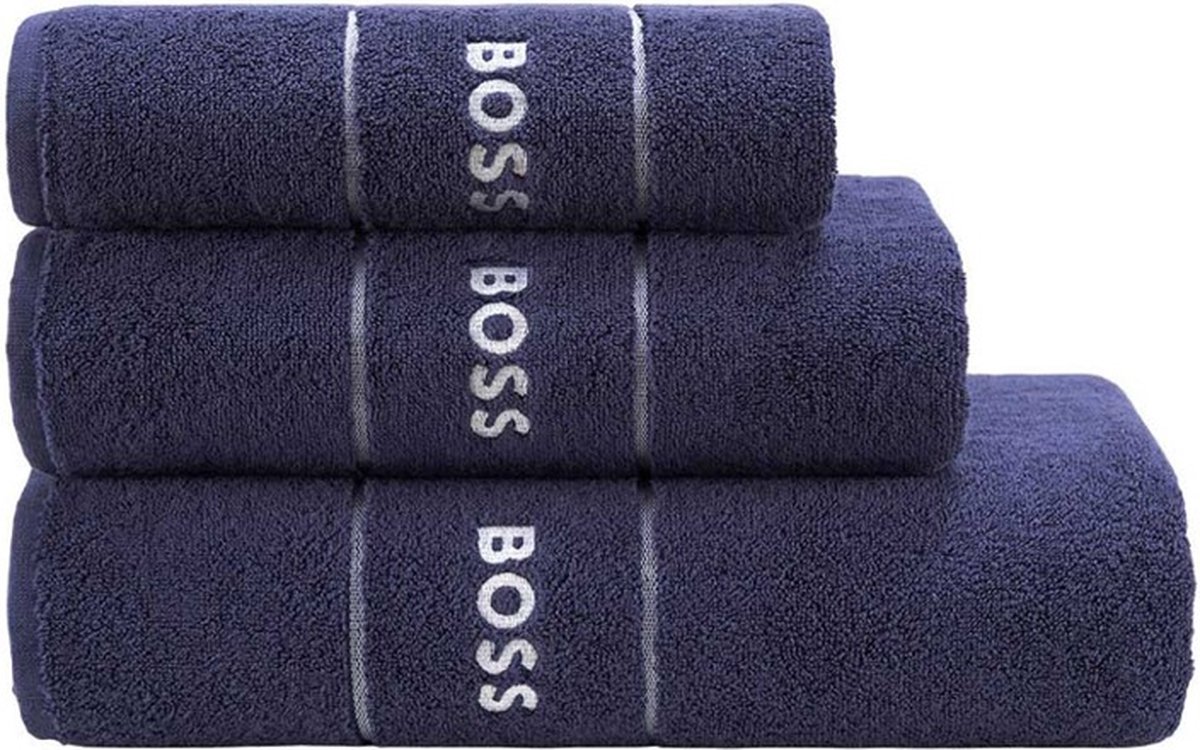 Hugo Boss badlaken - Plain - Navy - 100x150 cm