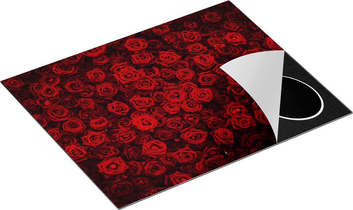 Chefcare Inductie Beschermer Rode Rozen Achtergrond - 65x55 cm - Afdekplaat Inductie - Kookplaat Beschermer - Inductie Mat