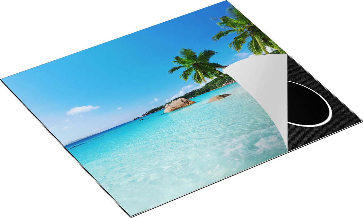 Chefcare Inductie Beschermer Tropisch Strand en Zee - 60x52 cm - Afdekplaat Inductie - Kookplaat Beschermer - Inductie Mat