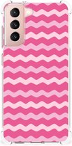 Foto hoesje Geschikt voor Samsung Galaxy S21 FE Smartphone hoesje met doorzichtige rand Waves Pink