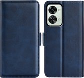 OnePlus Nord 2T Hoesje - MobyDefend Luxe Wallet Book Case (Sluiting Zijkant) - Blauw - GSM Hoesje - Telefoonhoesje Geschikt Voor OnePlus Nord 2T