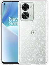 OnePlus Nord 2T Hoesje Tattoo wit - Designed by Cazy