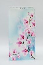 P.C.K. Hoesje/Boekhoesje/Bookcase lichtroze bloemen print geschikt voor Samsung Galaxy A12 5G MET Glasfolie