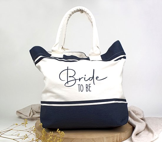 Bruid cadeau - Strandtas "Bride to be" - Geborduurd cadeau voor huwelijk - Grote strandtas of shopper
