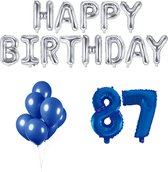 87 jaar Verjaardag Versiering Ballon Pakket Blauw & Zilver
