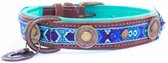 Dwam Halsband Boho Juan Blauw&Turquoise - Hondenhalsband - 29-33x2.5 cm