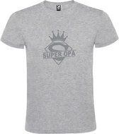 Grijs T shirt met print van "Super Opa " print Zilver size XXL