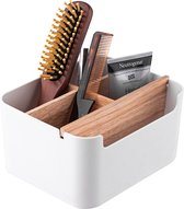 Altom Design orginazer de salle de bain 5 compartiments - en bambou écologique - 18 x 14,5 x 9,5 cm - blanc marron - Natura Line - bambou - boîte de rangement maquillage
