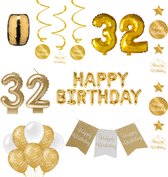 32 jaar Verjaardag Versiering pakket Gold