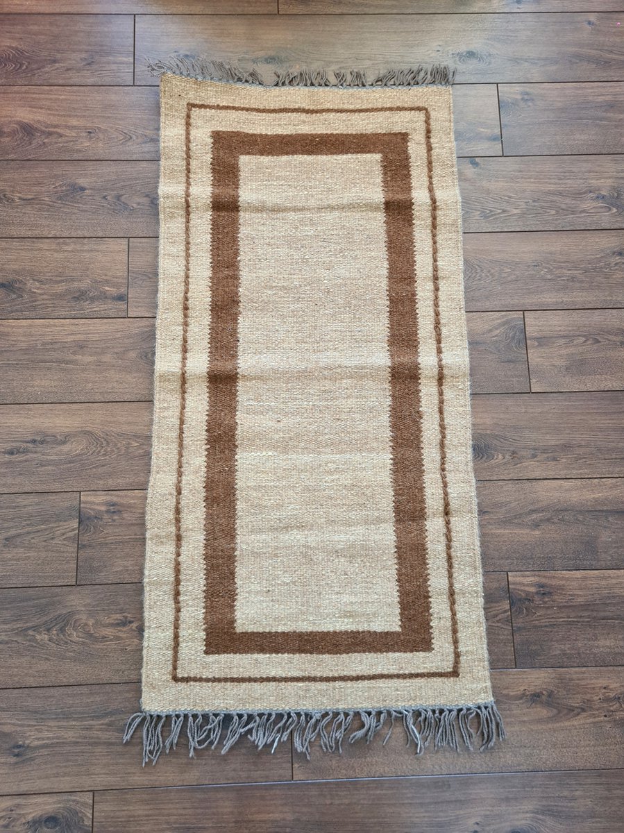 Kelima – Handgemaakt Kelim Vloerkleed – Wol – 90 x 160 cm – Naturel