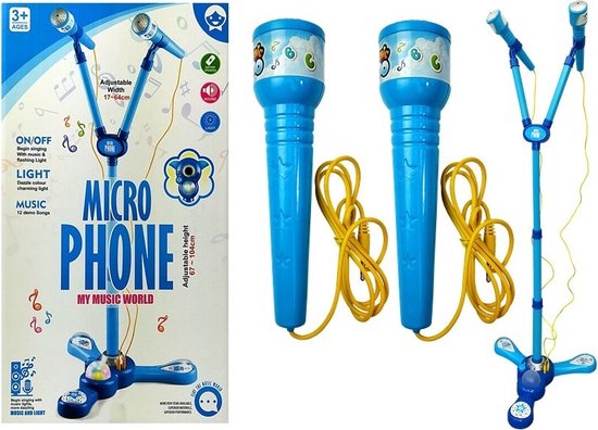 mate kralen oogst Kinder karaoke set met microfoon standaard - 2 microfoons | bol.com