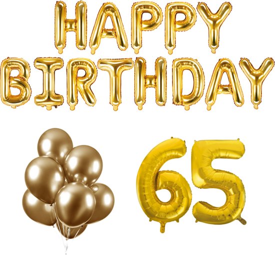 65 jaar Verjaardag Versiering Ballon Pakket Goud | bol.com