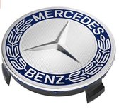 Set van 4  Mercedes naafdoppen krans blauw - 75mm Naafkappen - Originele Velgen - naafkapjes - wieldop - Embleem - Logo - Ster - A C E G S Klasse - Naafdopjes