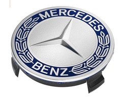 Set van 4  Mercedes naafdoppen krans blauw - 75mm Naafkappen - Originele Velgen - naafkapjes - wieldop - Embleem - Logo - Ster - A C E G S Klasse - Naafdopjes