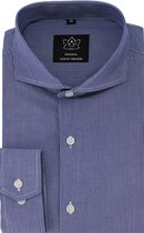 Vercate - Strijkvrij Overhemd - Donkerblauw - Slim Fit - Poplin Katoen - Lange Mouw - Heren - Maat 42/L