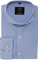 Vercate - Strijkvrij Overhemd - Blauw Wit - Lichtblauw gestreept - Slim Fit - Poplin Katoen - Lange Mouw - Heren - Maat 43/XL