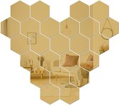 Spiegelmuurstickers, LYGZTing 24 gouden verwijderbare acrylspiegels, doe-het-zelf wanddecoratiespiegels, zeshoekige glasvrije spiegels, decoratieve spiegels voor gangen, woonkamers