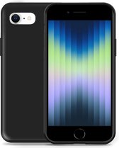 Geschikt voor iPhone SE 2022 Hoesje - Suède Back Cover Case Zwart