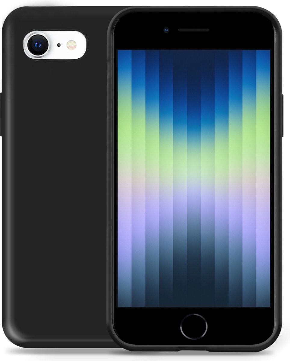 iPhone SE 2022 Hoesje - Suède Back Cover Case Zwart