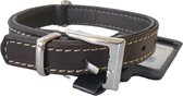 JACK AND VANILLA Nappa Halsband / Hondenhalsband - Nappa Leder - Bruin / Antraciet - Breedte 14 mm - Nekomtrek 18 - 23 cm (GELIEVE ALVORENS BESTELLEN OPMETEN)