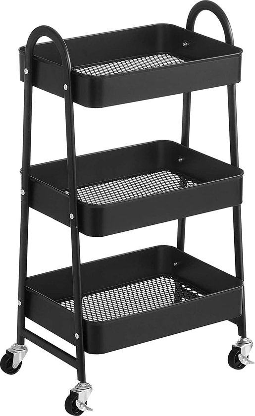 Shrivee 3-laags keukentrolley, serveerwagen, opvouwbare metalen wagen, rek op wielen, plank, organizer, keukenrek, opvouwbare multifunctionele wagen voor keuken, badkamer, kantoor (groen