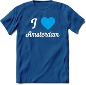 I Love Amsterdam T-Shirt | Souvenirs Holland Kleding | Dames / Heren / Unisex Koningsdag shirt | Grappig Nederland Fiets Land Cadeau | - Donker Blauw - 3XL